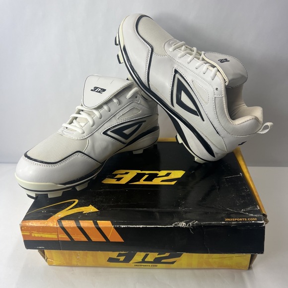 Other - 3n2 Shoes Men's 9 Performance Rally Metal Softball Cleats Sneakers White Lace Up